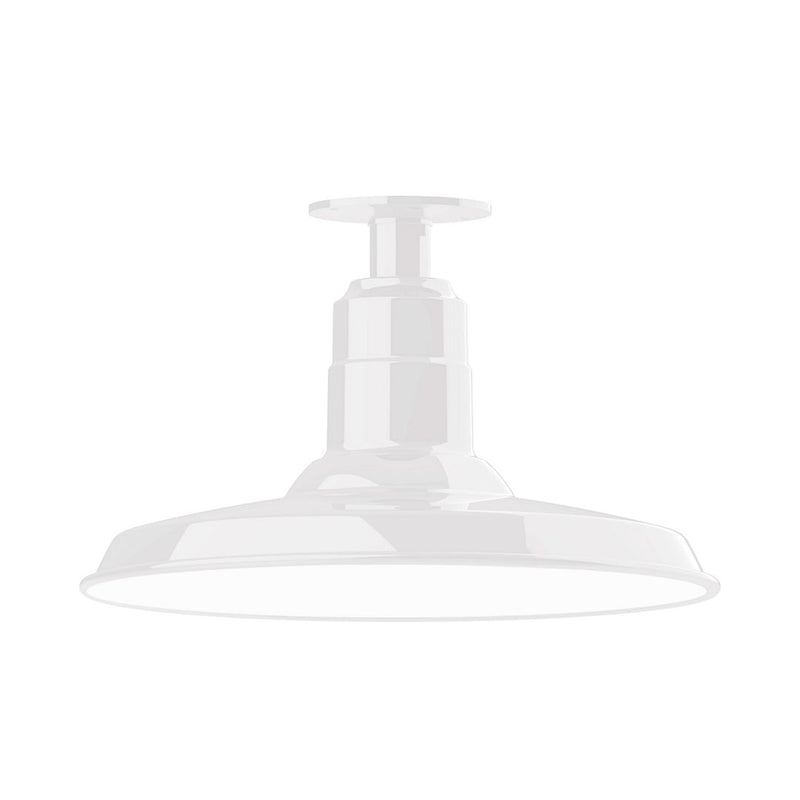 White flush mount ceiling light with wide dome-style shade
