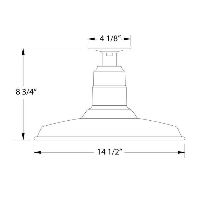Warehouse 14" LED Flush Mount in Slate Gray Line Drawing