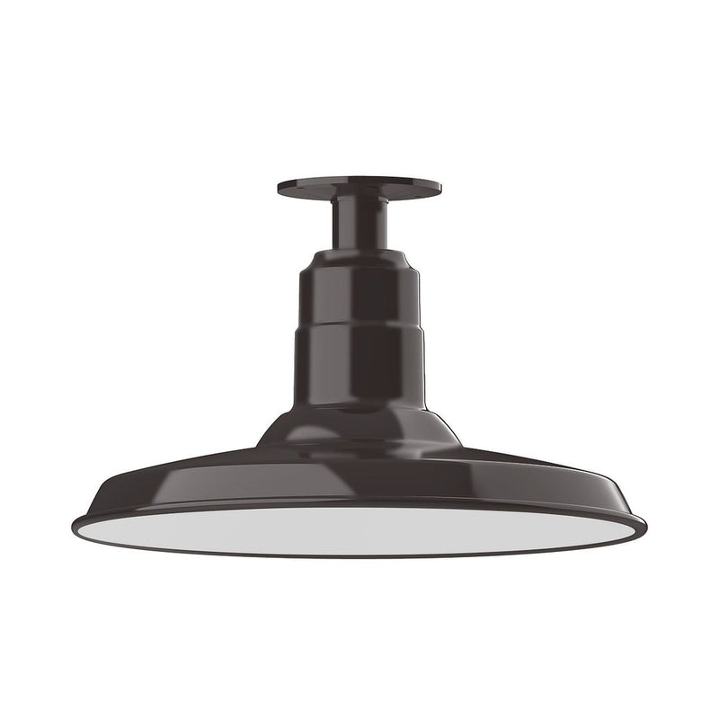 Architectural bronze flush mount ceiling light with round canopy and dome shade