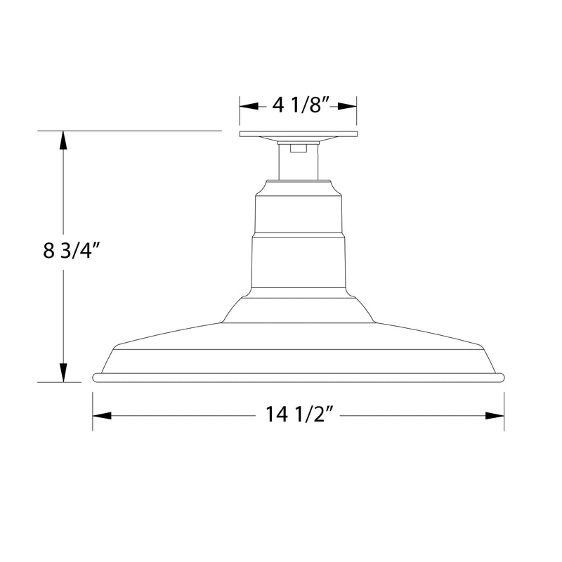 LED flush mount ceiling light diagram: 14 1/2 in wide, 8 3/4 in high