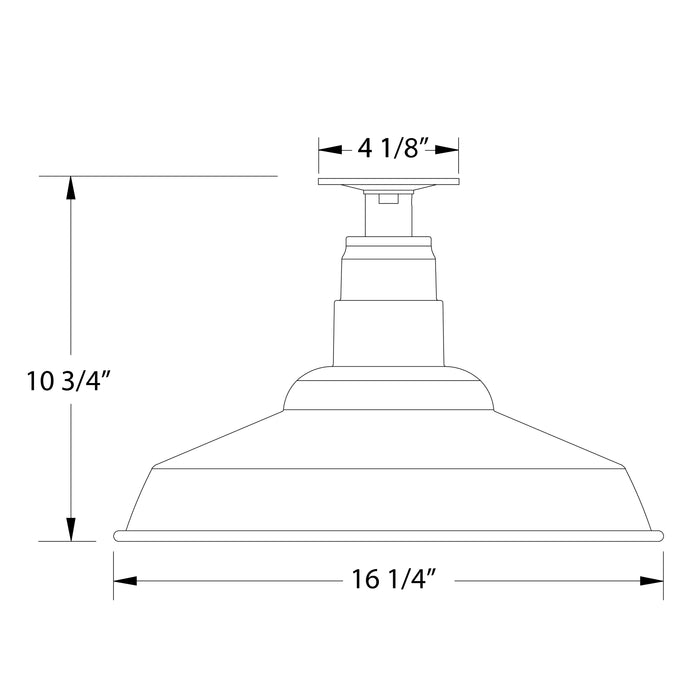 Warehouse 16" flush mount in Barn Red Line Drawing