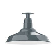 Slate gray flush mount ceiling light with flared metal shade