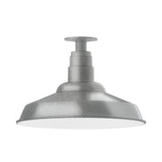 Painted galvanized flush mount ceiling light with flared dome shade, gray finish