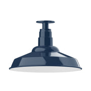 Navy flush mount ceiling light with domed shade and short stem