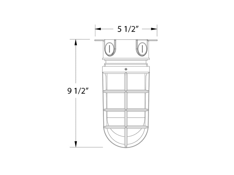 Flush mount lantern dimensions: 5 1/2 in wide and 9 1/2 in high diagram