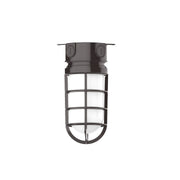 Vaportite flush mount exterior light with bronze frame and frosted glass panes