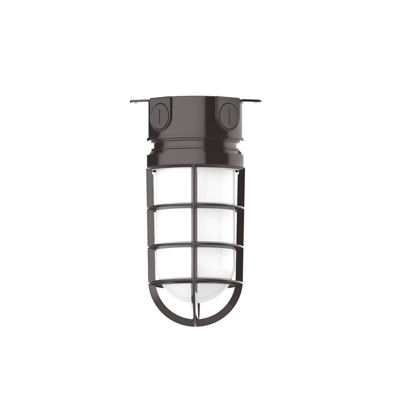 Vaportite flush mount exterior light with bronze frame and frosted glass panes