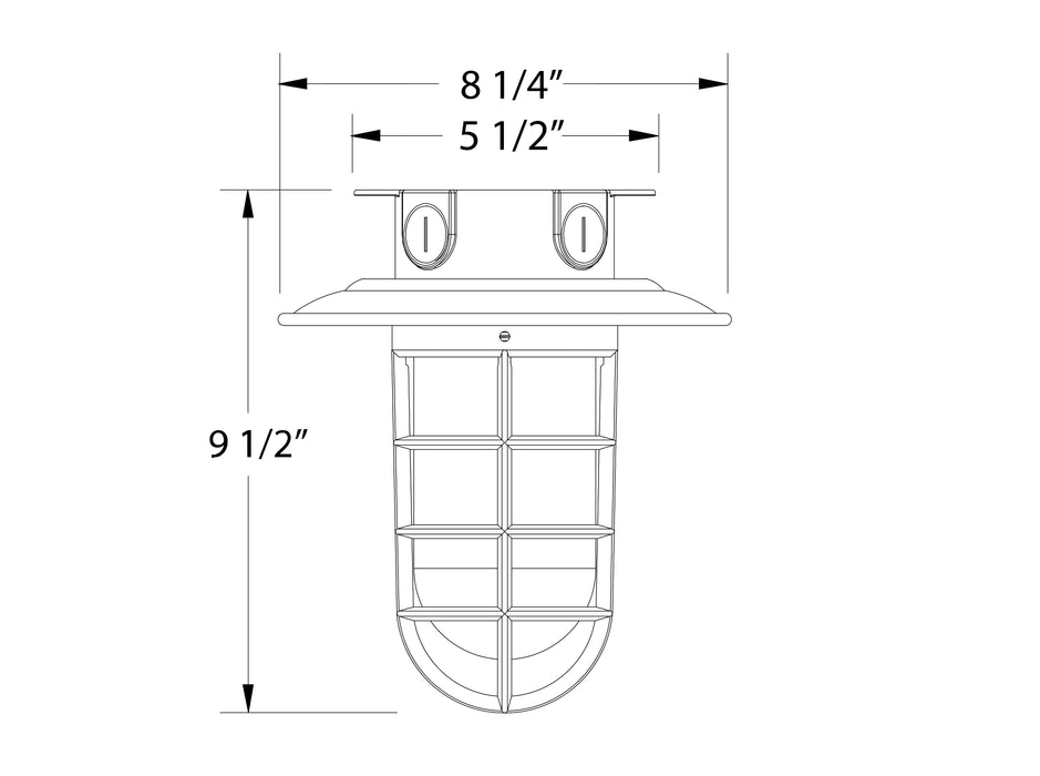 Vaportite 8 1/4 inch Flush Mount Ceiling Light in Painted Galvanized Line Drawing