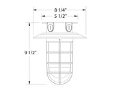 Flush mount ceiling light diagram with 8 1/4 in width and 9 1/2 in height