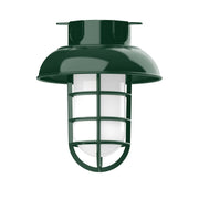 Vaportite 8 in flush mount lantern, forest green metal and clear glass globe