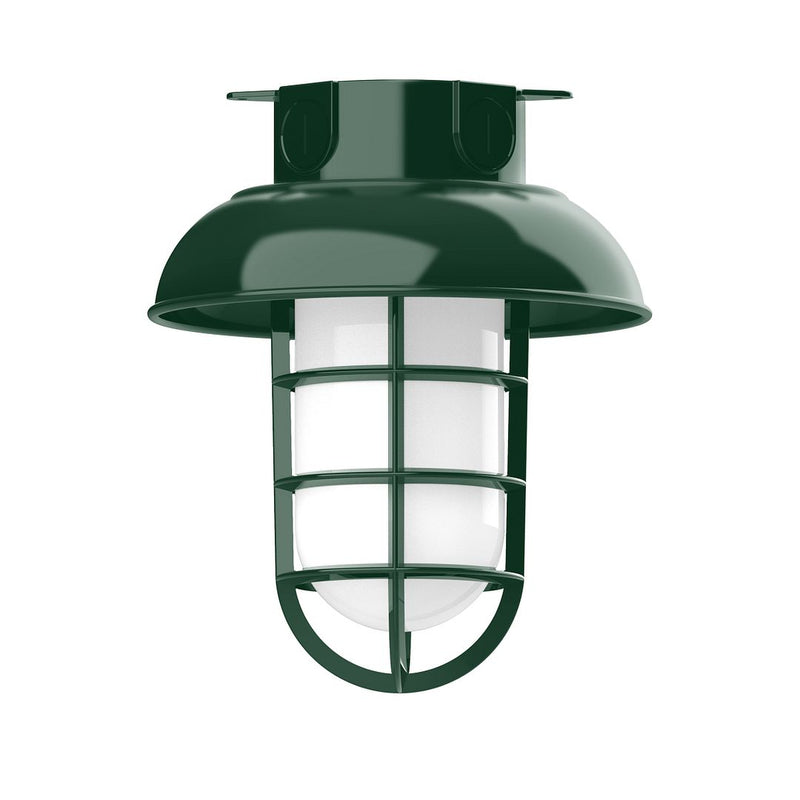 Vaportite 8 in flush mount lantern, forest green metal and clear glass globe