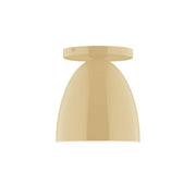 Ivory LED flush mount with curved dome shade, flat top trim