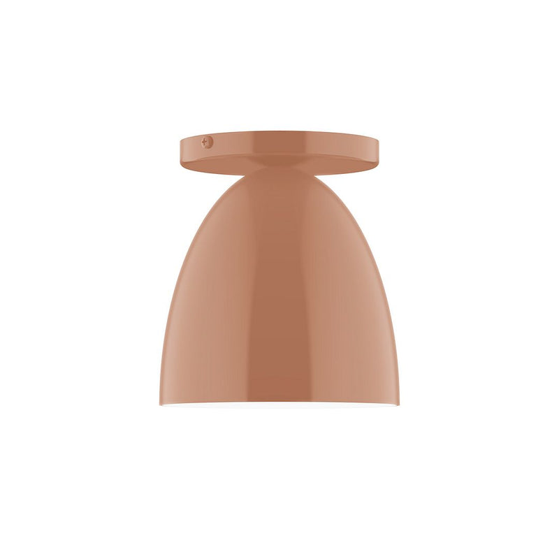 Terracotta 6-inch flush mount light fixture with round canopy and bell-shaped shade