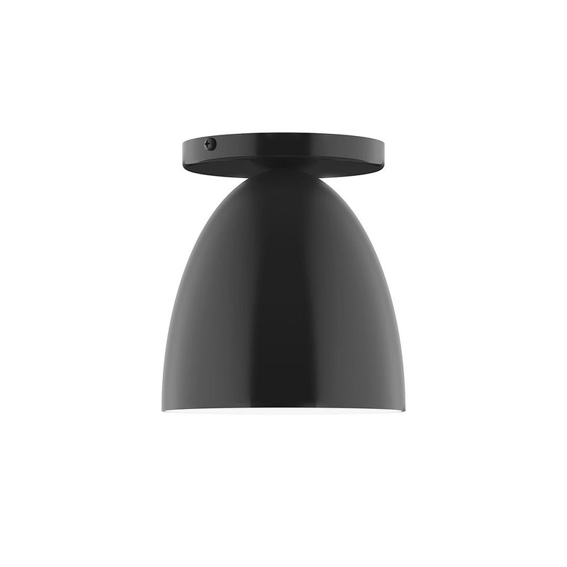 Jill 6 in flush mount ceiling light, black bell-shaped dome shade.