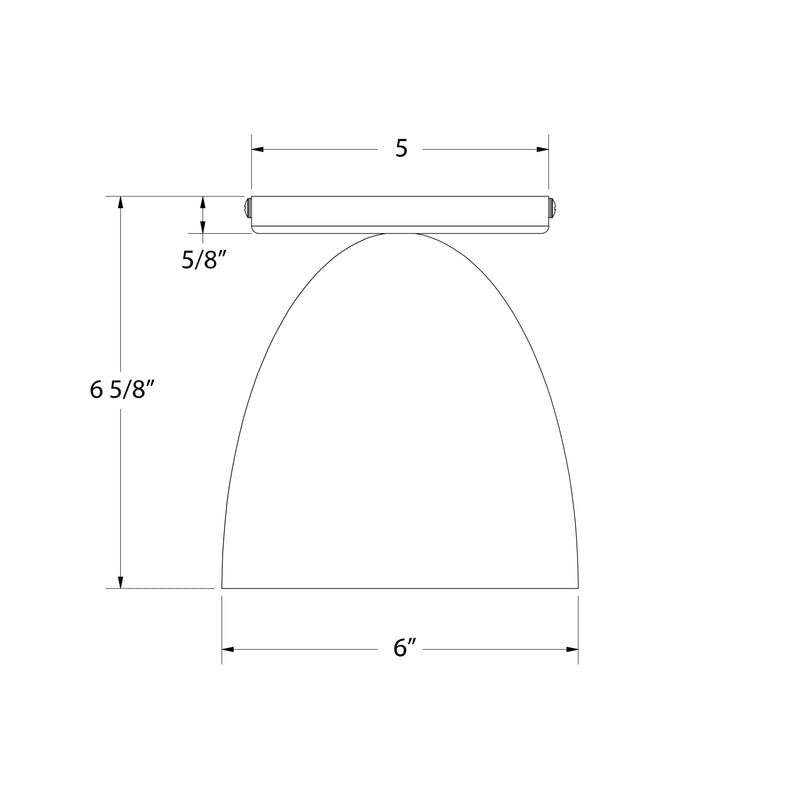 LED flush mount shade size diagram; 6 in width, 6 5/8 in height