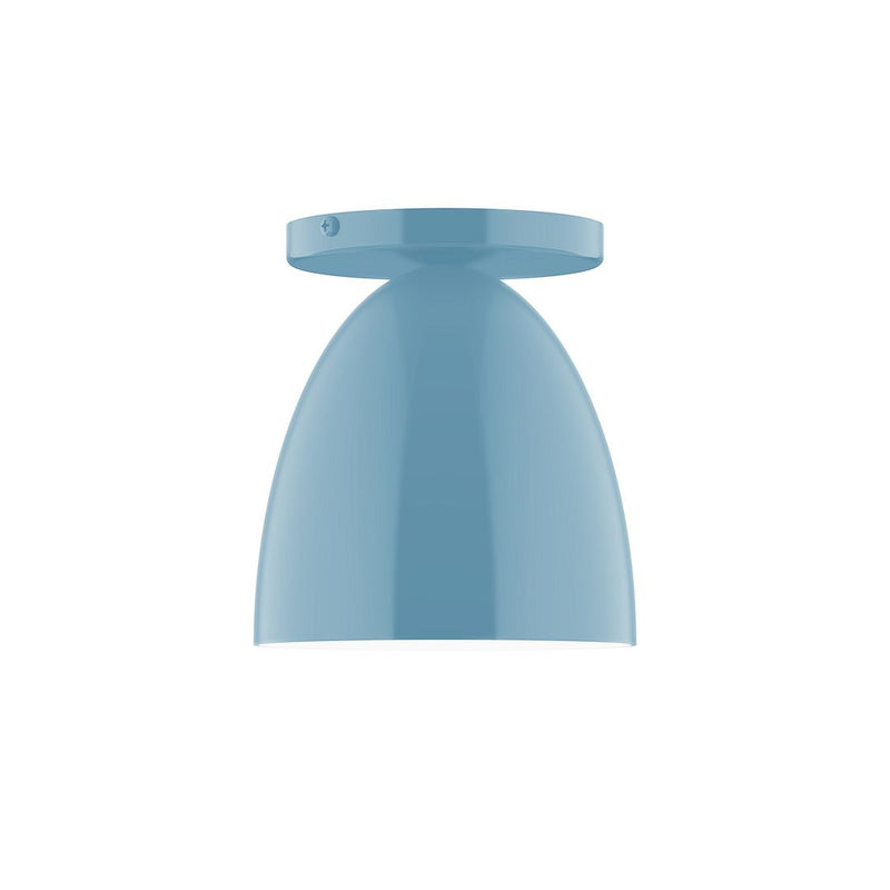 Light blue LED flush mount ceiling light with domed shade