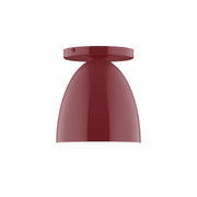 Barn red LED flush mount light with domed shade and flat canopy