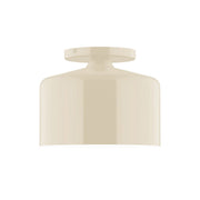 LED flush mount ceiling light, cream with rounded cylindrical diffuser and base