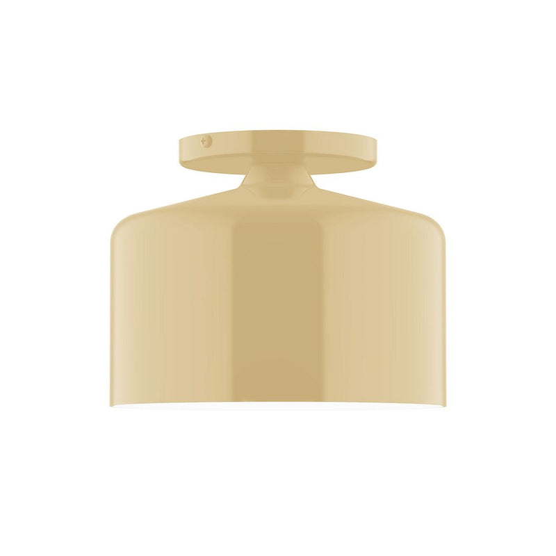 Ivory LED flush mount ceiling light with rounded dome shade and flat canopy