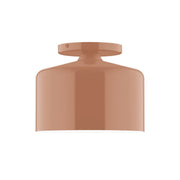 Terracotta flush mount ceiling light shade with round base, smooth dome profile.