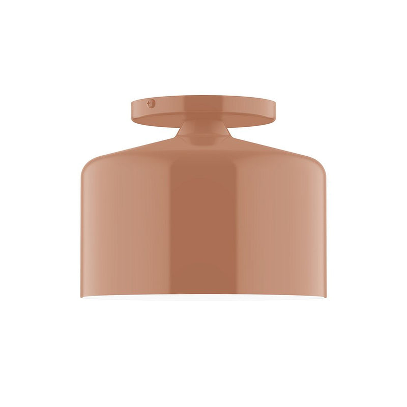 Terracotta flush mount ceiling light shade with round base, smooth dome profile.