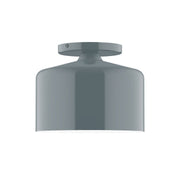Slate gray flush mount ceiling light with rounded cylinder shade