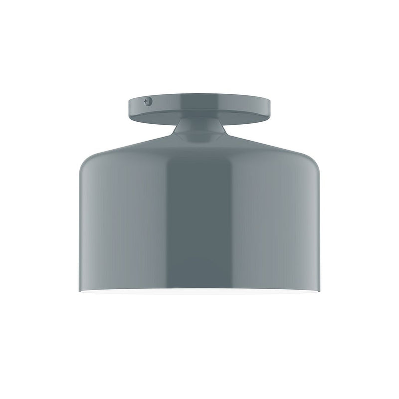 Slate gray flush mount ceiling light with rounded cylinder shade