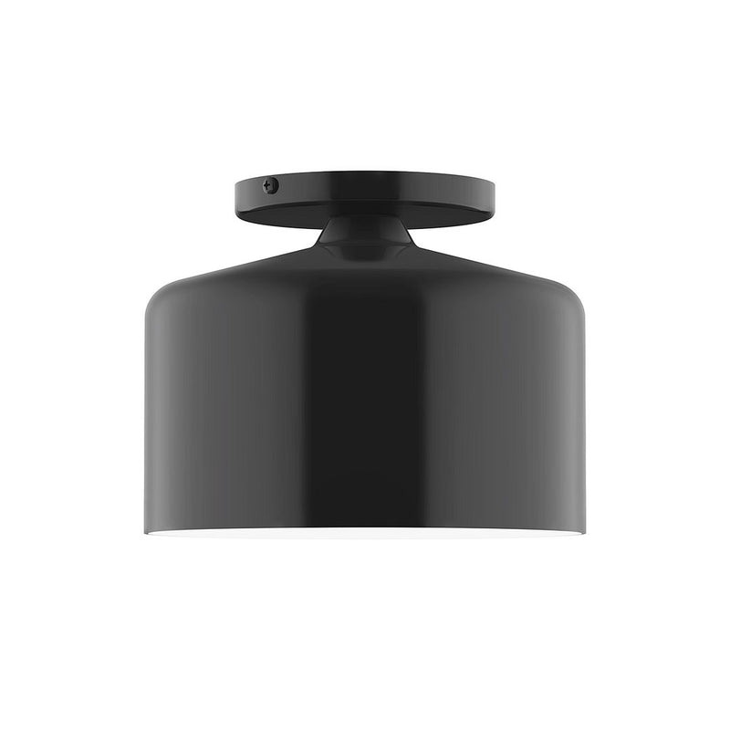 Black flush mount ceiling light with cylindrical diffuser and round canopy