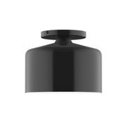 Black LED flush mount ceiling light with round canopy and dome housing
