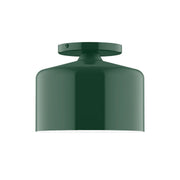 Forest green flush mount ceiling light with smooth domed shade