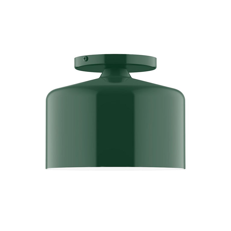 Forest green flush mount ceiling light with smooth domed shade