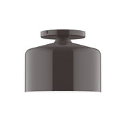 Bronze flush mount ceiling light with cylindrical shade, dark architectural finish