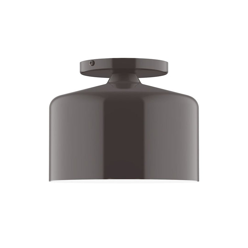 Bronze flush mount ceiling light with cylindrical shade, dark architectural finish