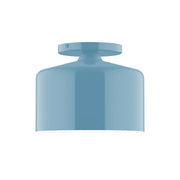 Light blue LED flush mount ceiling light with rounded dome shade