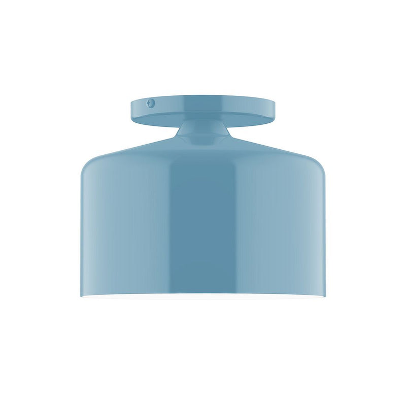 Light blue LED flush mount ceiling light with rounded dome shade