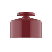 Barn red flush mount ceiling light with rounded dome shade