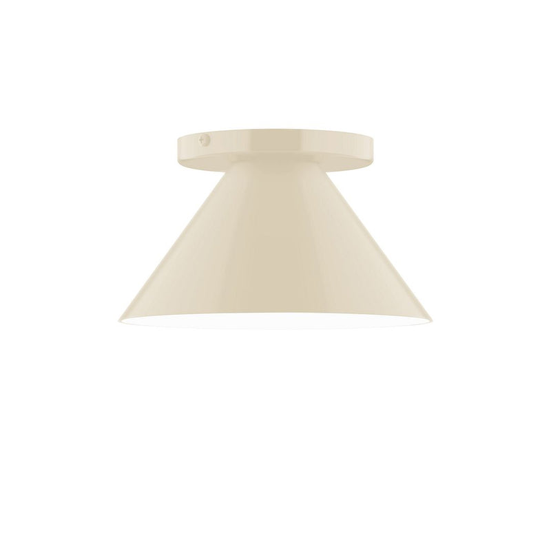 Cream LED flush mount ceiling light with wide flared shade