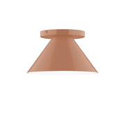 Terracotta flush mount ceiling light with flared cone shade and flat top