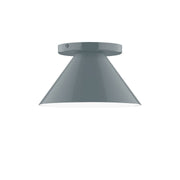 Slate gray flush mount ceiling light with flared dome shade and smooth canopy