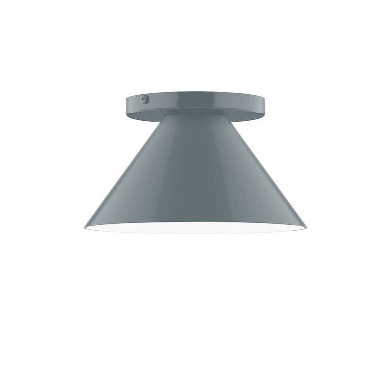 Slate gray flush mount ceiling light with flared dome shade and smooth canopy
