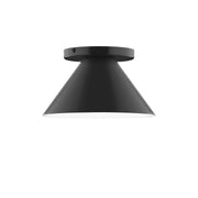 Black 8-inch flush mount ceiling light with flared shade.