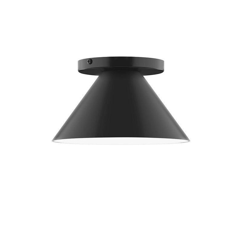 Black 8-inch flush mount ceiling light with flared shade.
