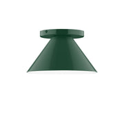 Forest green flush mount ceiling light with flared dome shade