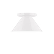 White 8-inch flush mount ceiling light with flared shade and integrated trim