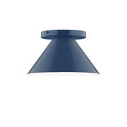 Navy LED flush mount ceiling light with wide flared shade