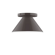 LED flush mount ceiling light with flared shade, dark architectural bronze finish