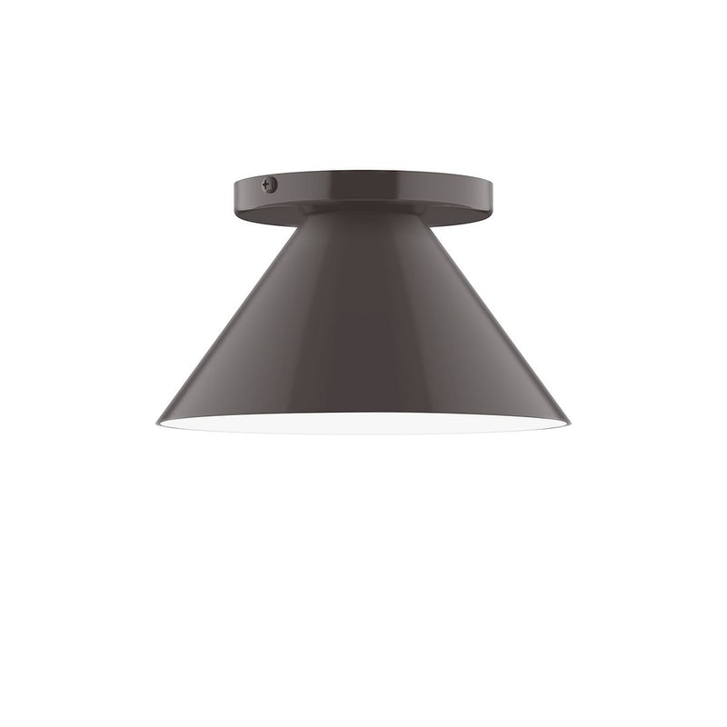 LED flush mount ceiling light with flared shade, dark architectural bronze finish