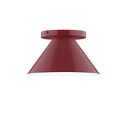 Barn red flush mount ceiling light with flared dome shade