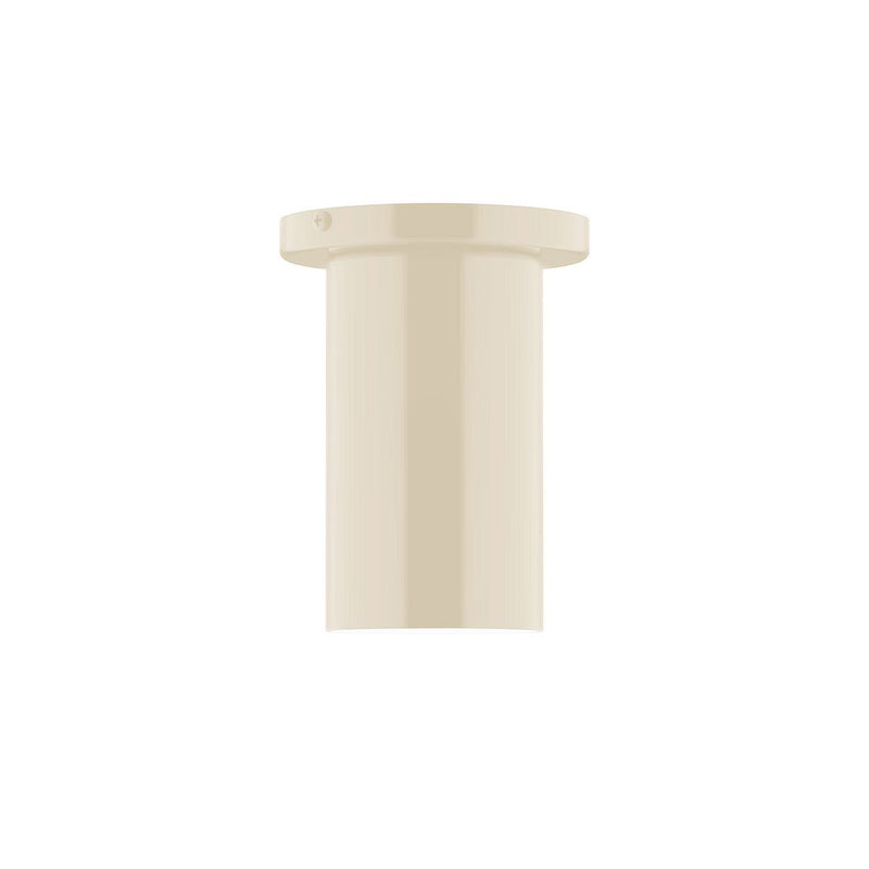 Cream 3.5 in flush mount light with cylindrical housing and flat canopy