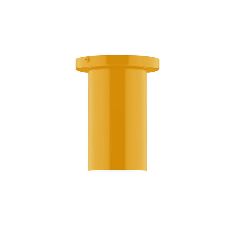 Bright yellow 3.5 in LED flush mount ceiling light, cylindrical canopy